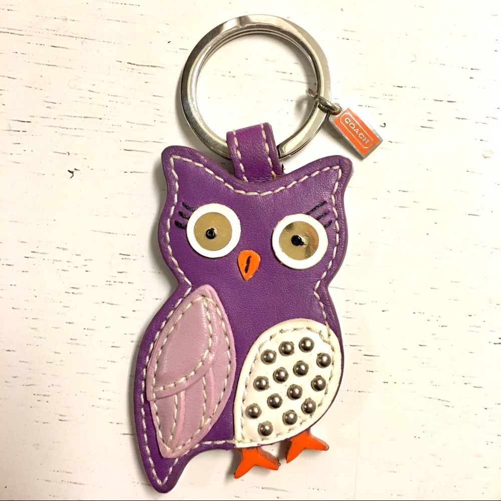 Coach purple owl keychain